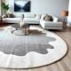 Handcrafted Round Grey Organic Living Room Rug